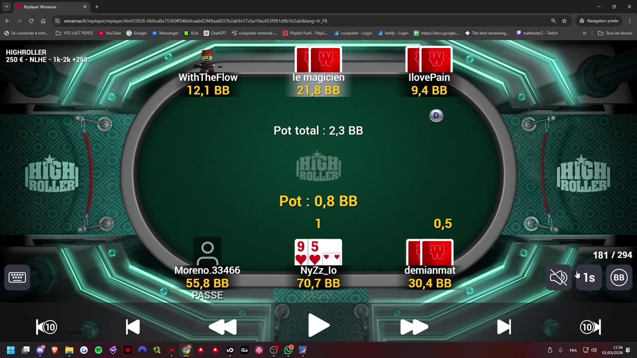 Matthew : Review d’un Highroller 250€ sur Winamax P2
